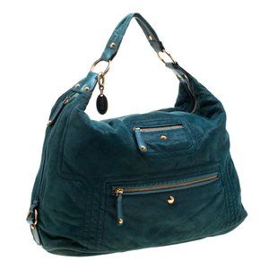 TOD'S Shimmering Teal Suede Hobo